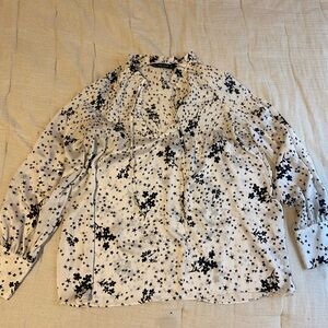 Zara Black and White Star Print Blouse